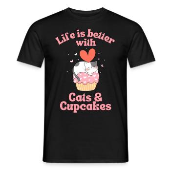 Katze Cupcake kawaii Cupcake und Katzen Liebhaber - Männer T-Shirt - Schwarz - Vorne - AI Model Male 178 light (178cm)