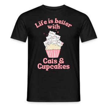 Katze Cupcake kawaii Cupcake und Katzen Liebhaber - Männer T-Shirt - Schwarz - Vorne - AI Model Male 178 light (178cm)
