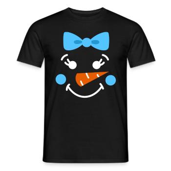 Snowman Face Children Christmas Daughter - Men's T-Shirt - black - Front - AI Model Male 178 light (178cm)