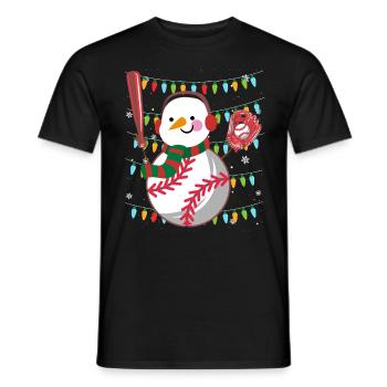 Baseball Snowman Baseball Player - Men's T-Shirt - black - Front - AI Model Male 178 light (178cm)