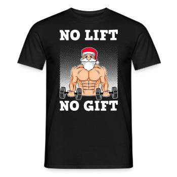 No Lift no Gift Santa Claus with Sixpack Bodybuilder - Men's T-Shirt - black - Front - AI Model Male 178 light (178cm)