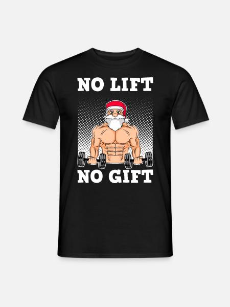 No Lift no Gift jultomten med Sixpack Bodybuilder - T-shirt herr - svart