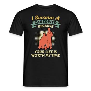 Your life is important to me I am a geriatric nurse - Men's T-Shirt - black - Front - AI Model Male 178 light (178cm)