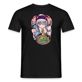 Anime Anime Manga Anime Fille - T-shirt homme - noir - Devant - AI Model Male 178 light (178cm)