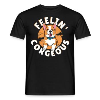 Corgi Chien Corgis Gallois-Corgi Animaux Sweet-Corgi We - T-shirt homme - noir - Devant - AI Model Male 178 light (178cm)