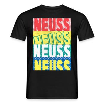Neuss Germany City Font Skyline - Men's T-Shirt - black - Front - AI Model Male 178 light (178cm)