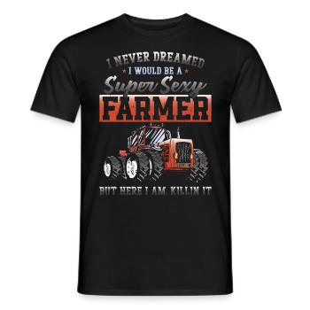Farming Farmer Vintage Tractor I - Men's T-Shirt - black - Front - AI Model Male 178 light (178cm)