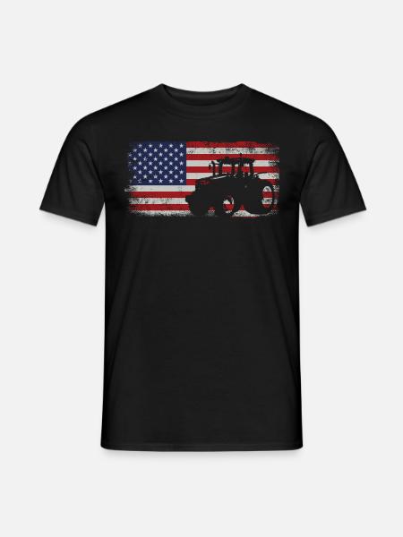 Farming Farmer American Flag Us - Men's T-Shirt - black