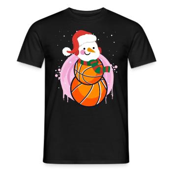 Basketball Player Snowman Basketball Player - Men's T-Shirt - black - Front - AI Model Male 178 light (178cm)