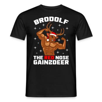 Brodolf the red nose gainzdeer - Männer T-Shirt - Schwarz - Vorne - AI Model Male 178 light (178cm)
