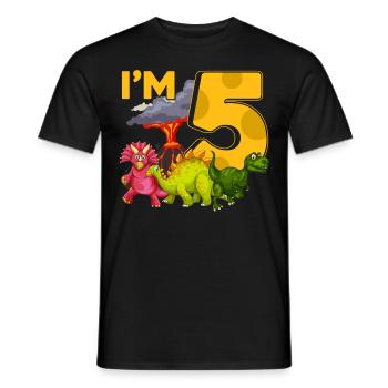 5 Birthday Dinos - Men's T-Shirt - black - Front - AI Model Male 178 light (178cm)