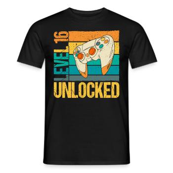 Level 16 Unlocked - Männer T-Shirt - Schwarz - Vorne - AI Model Male 178 light (178cm)