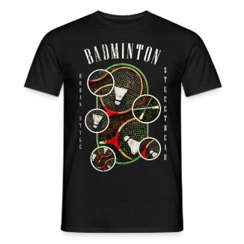 Badminton Federball Sport Spieler Vintage Retro - Männer T-Shirt - Schwarz - Vorne - AI Model Male 178 light (178cm)