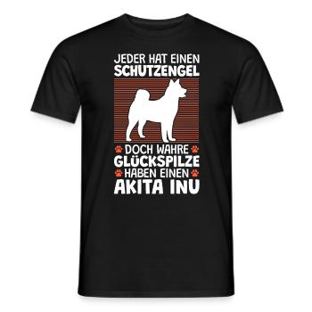 Akita Inu ist mein Schutzengel japanischer Spitz - Männer T-Shirt - Schwarz - Vorne - AI Model Male 178 light (178cm)