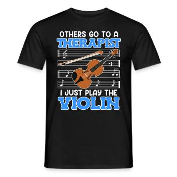 Others go to the therapist I play violin - Men's T-Shirt - black - Front - AI Model Male 178 light (178cm)