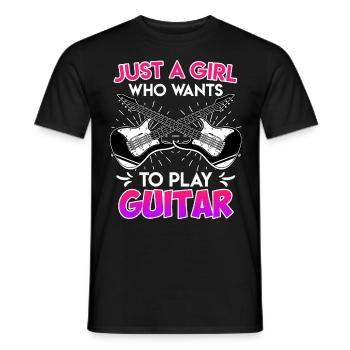 Nur ein Mädchen das gerne Gitarre spielt Gitarre - Männer T-Shirt - Schwarz - Vorne - AI Model Male 178 light (178cm)
