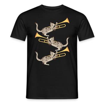Musicien avec chat avec trombone - T-shirt homme - noir - Devant - AI Model Male 178 light (178cm)