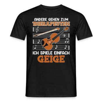 Others go to the therapist I play violin - Men's T-Shirt - black - Front - AI Model Male 178 light (178cm)