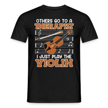 Others go to the therapist I play violin - Men's T-Shirt - black - Front - AI Model Male 178 light (178cm)