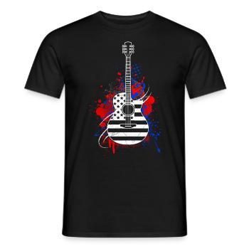 USA Gitarre Country Herzschlag Gitarrist - Männer T-Shirt - Schwarz - Vorne - AI Model Male 178 light (178cm)