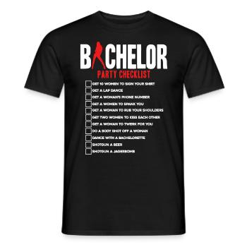 Liste de contrôle de l’enterrement de vie de garçon - T-shirt homme - noir - Devant - AI Model Male 178 light (178cm)