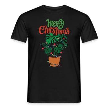 Christmas Monstera avec guirlande lumineuse Arbre - T-shirt homme - noir - Devant - AI Model Male 178 light (178cm)