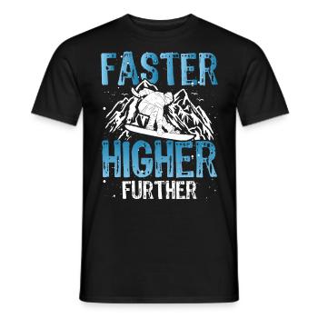 Snowboarding Faster Higher Further Snowboarder - Men's T-Shirt - black - Front - AI Model Male 178 light (178cm)