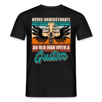 Never underestimate an old man with a guitar - Men's T-Shirt - black - Front - AI Model Male 178 light (178cm)