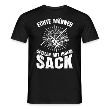 Echte Männer spielen mit ihrem Dudelsack - Männer T-Shirt - Schwarz - Vorne - AI Model Male 178 light (178cm)