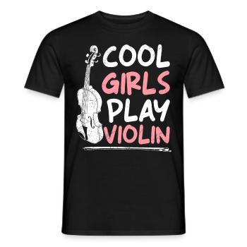 Musician Cool girls play violin - Men's T-Shirt - black - Front - AI Model Male 178 light (178cm)