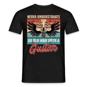 Never underestimate an old man with a guitar - Men's T-Shirt - black - Front - AI Model Male 178 light (178cm)