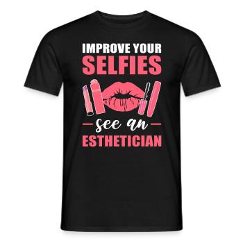 Improve Your Selfies See An Esthetician Beautician - Men's T-Shirt - black - Front - AI Model Male 178 light (178cm)