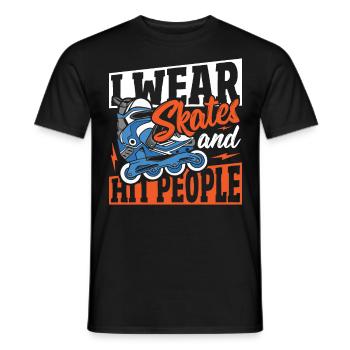 Rollschuhfahren Rollschuhe Skater Inliner Skate Ro - Männer T-Shirt - Schwarz - Vorne - AI Model Male 178 light (178cm)
