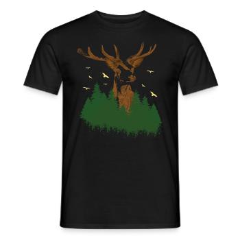 FORÊT AVEC PULVÉRISATION DE CERFS - T-shirt homme - noir - Devant - AI Model Male 178 light (178cm)