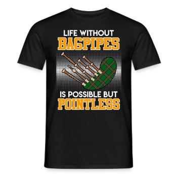Possible but pointless Life without bagpipes - Men's T-Shirt - black - Front - AI Model Male 178 light (178cm)