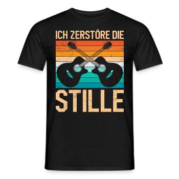 Je détruis le silence Je joue de la guitare - T-shirt homme - noir - Devant - AI Model Male 178 light (178cm)