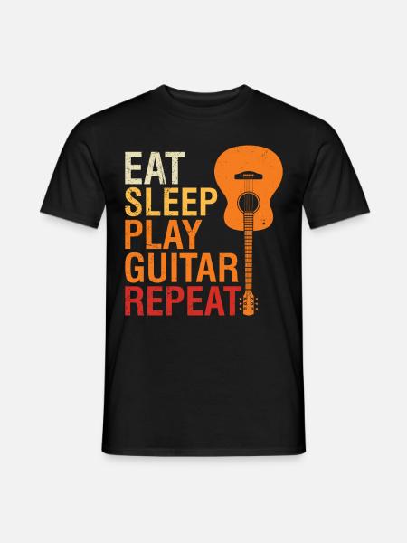Essen schlafen Gitarre spielen Gitarrist - Männer T-Shirt - Schwarz