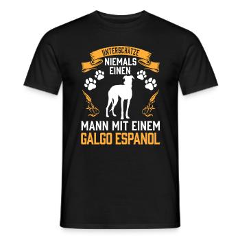 Unterschätze nie einen Mann mit Galgo Espanol - Männer T-Shirt - Schwarz - Vorne - AI Model Male 178 light (178cm)