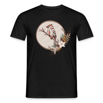 Oiseau Winter reposant sur une branche, à l’intérieur d’un Wreat - T-shirt homme - noir - Devant - AI Model Male 178 light (178cm)