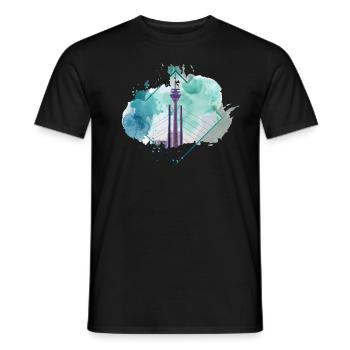 Düsseldorf Allemagne City Skyline Splash Coloré - T-shirt homme - noir - Devant - AI Model Male 178 light (178cm)