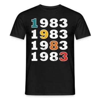40ème anniversaire Né en 1983 Style Rétro Vintage - T-shirt homme - noir - Devant - AI Model Male 178 light (178cm)