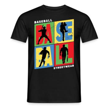 Baseball Baseballspieler USA Sport Vintage Retro - Männer T-Shirt - Schwarz - Vorne - AI Model Male 178 light (178cm)