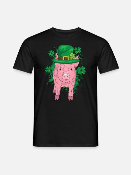 Glücksschwein Silvester - Männer T-Shirt - Schwarz
