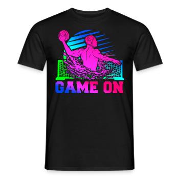 Water Polo Retro 80s 90s Game On - Men's T-Shirt - black - Front - AI Model Male 178 light (178cm)