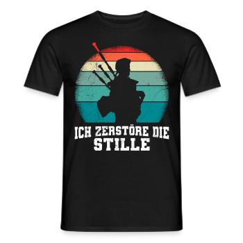 Je détruis le silence Je joue de la cornemuse - T-shirt homme - noir - Devant - AI Model Male 178 light (178cm)
