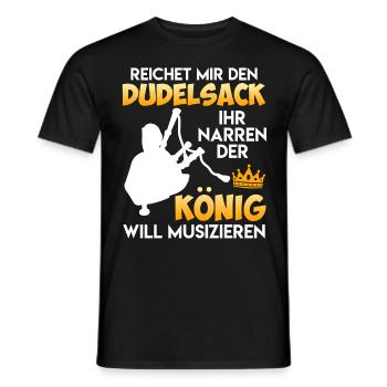 Der König will musizieren reicht mir den Dudelsack - Männer T-Shirt - Schwarz - Vorne - AI Model Male 178 light (178cm)