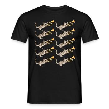 Musicien avec chat avec trombone - T-shirt homme - noir - Devant - AI Model Male 178 light (178cm)