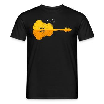 Lagerfeuer Natur Pfadfinder am See Gitarre - Männer T-Shirt - Schwarz - Vorne - AI Model Male 178 light (178cm)