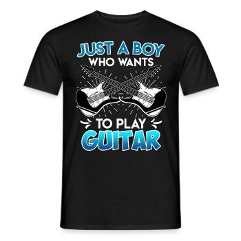 Nur ein Junge der gerne Gitarre spielt Gitarre - Männer T-Shirt - Schwarz - Vorne - AI Model Male 178 light (178cm)