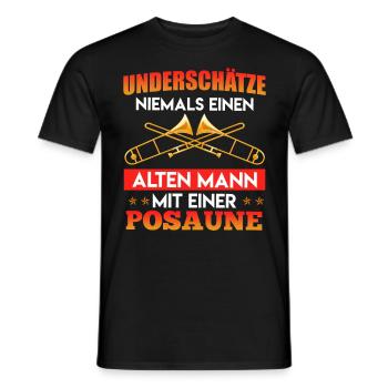 Unterschätze niemals einen alten Mann mit Posaune - Männer T-Shirt - Schwarz - Vorne - AI Model Male 178 light (178cm)